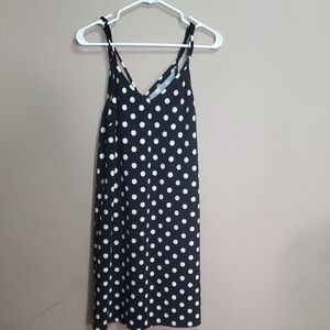 Suzy Shier Polka Dot Slip Dress - Black and White Size Xl